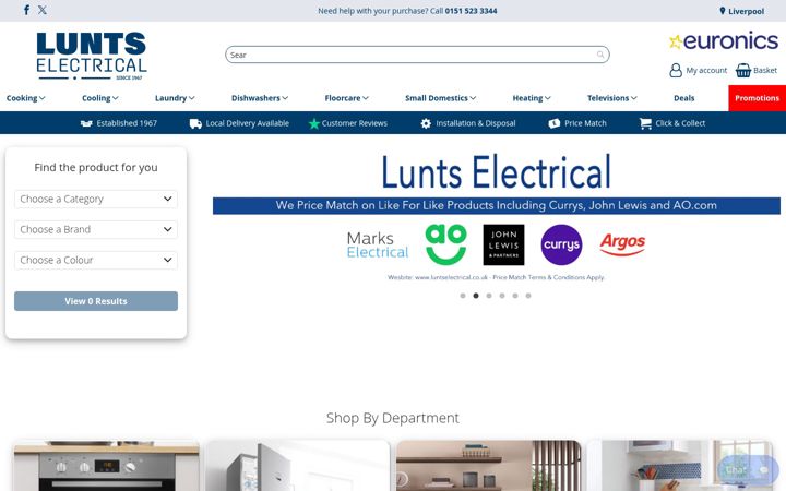 Screenshot of luntselectrical.co.uk