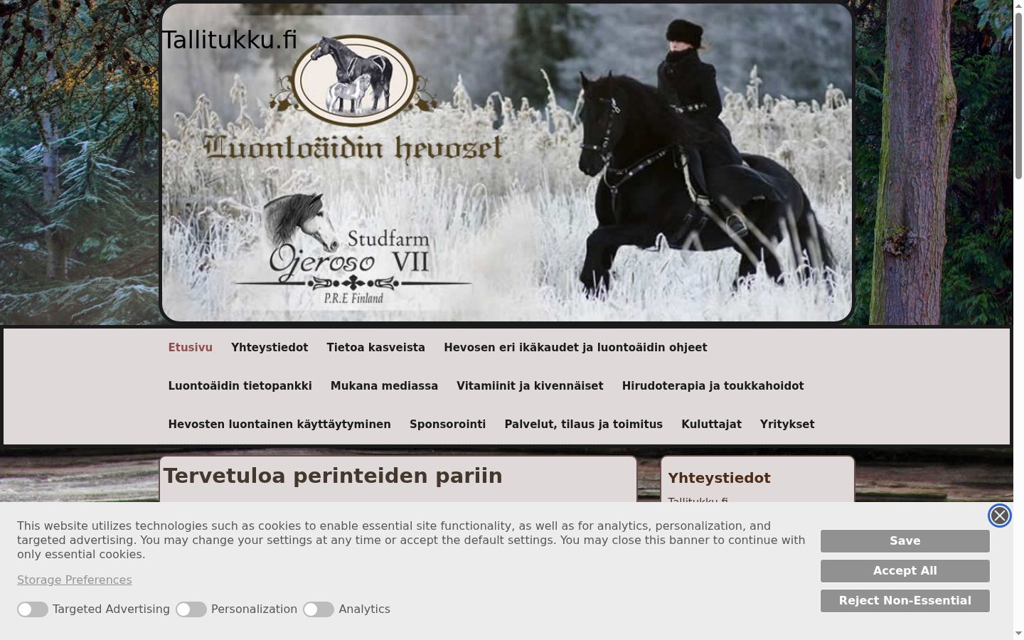 Skærmbillede af samtykkebanneret, som det blev vist før nogen interaktion