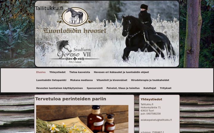 Screenshot of luontoaidinhevoset.com
