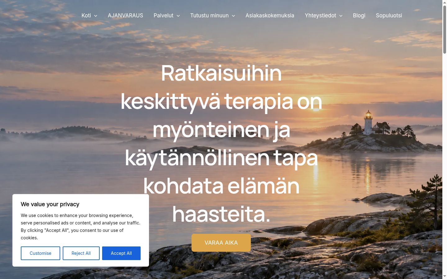 Screenshot del banner di consenso mostrato prima di qualsiasi interazione