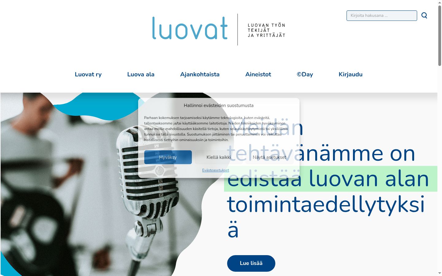 Sutikimo reklamjuostės, rodytos prieš bet kokią sąveiką, ekrano kopija