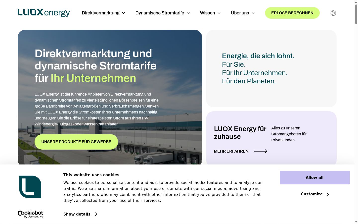 Screenshot del banner di consenso mostrato prima di qualsiasi interazione