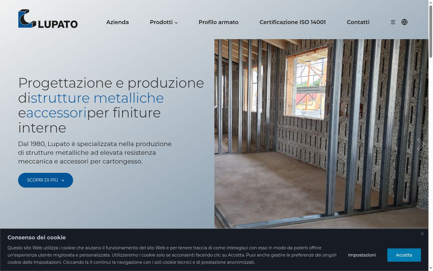 Screenshot del banner di consenso mostrato prima di qualsiasi interazione