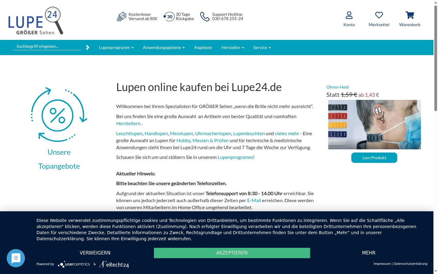 Screenshot del banner di consenso mostrato prima di qualsiasi interazione