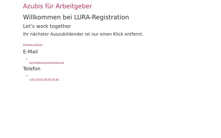 Screenshot of lura-registration.de