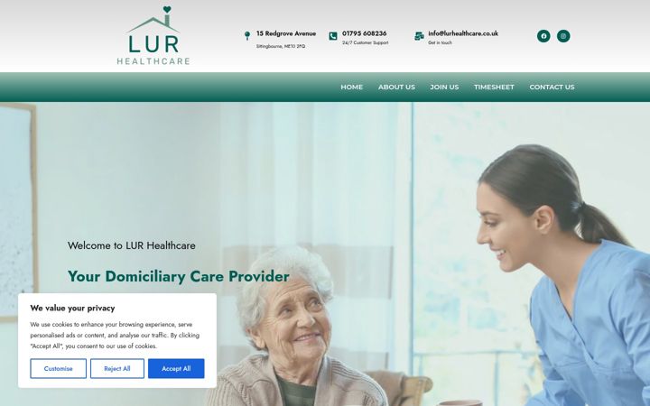 Screenshot of lurhealthcare.co.uk
