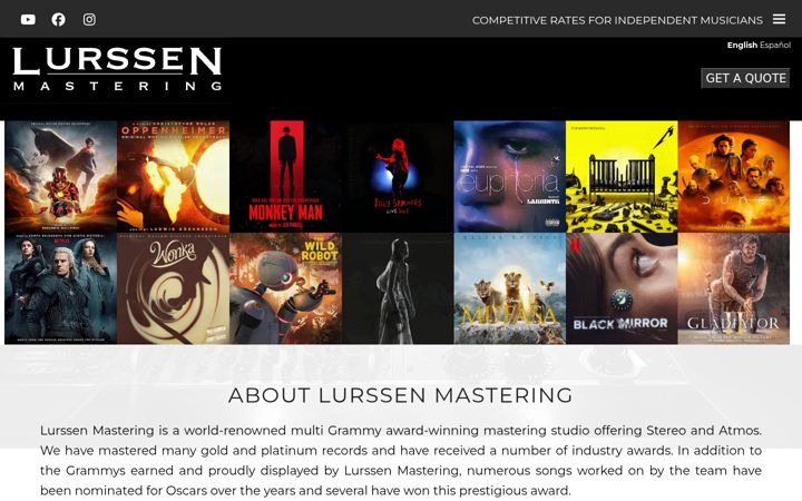 Screenshot of lurssenmastering.com