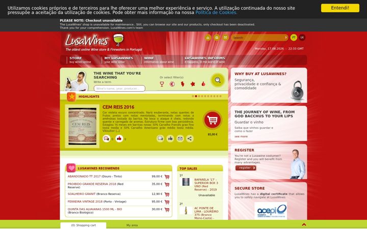 Screenshot of lusawines.com