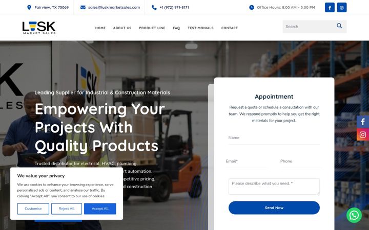 Screenshot of luskmarketsales.com