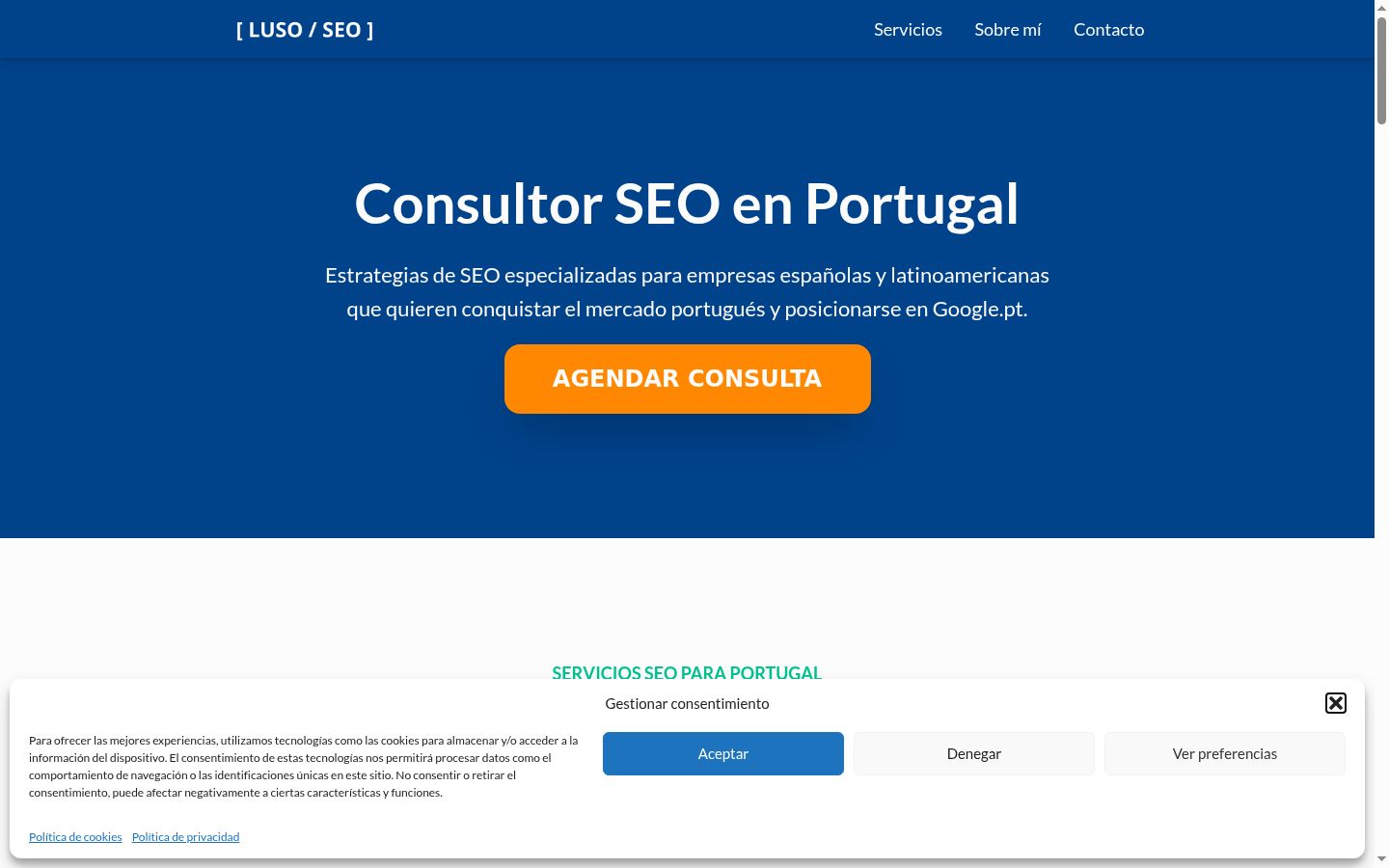 Screenshot del banner di consenso mostrato prima di qualsiasi interazione