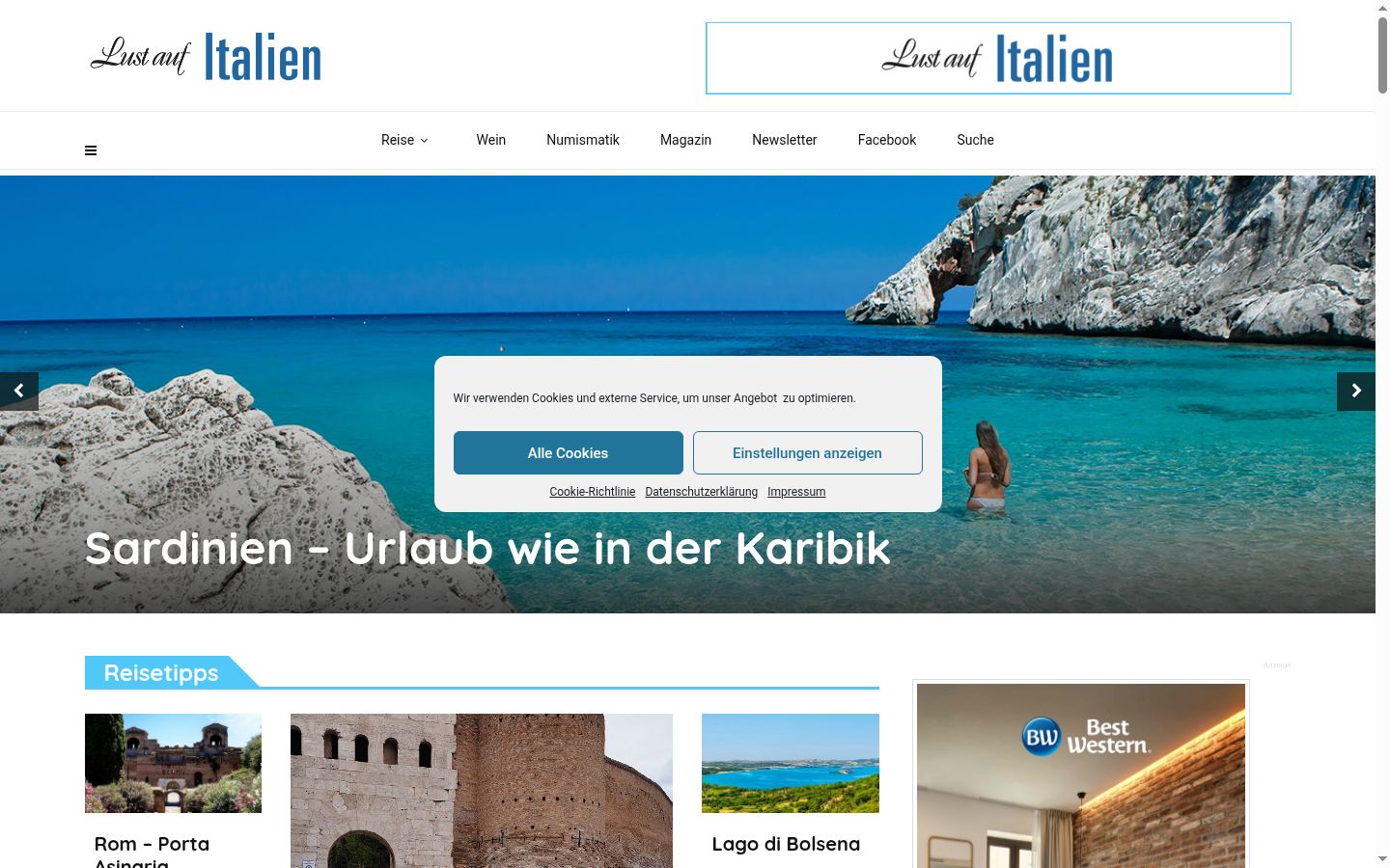 Screenshot des Einwilligungsbanners vor jeglicher Interaktion