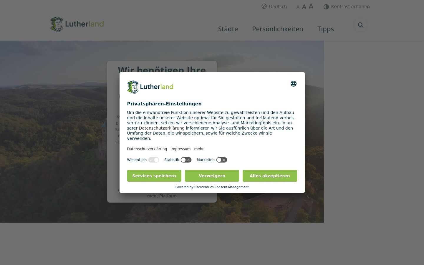 Sutikimo reklamjuostės, rodytos prieš bet kokią sąveiką, ekrano kopija
