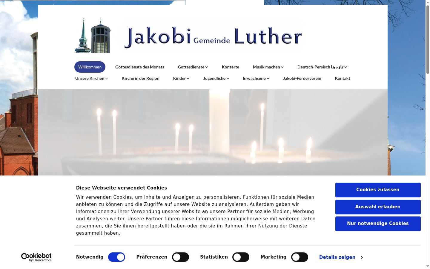 Screenshot del banner di consenso mostrato prima di qualsiasi interazione