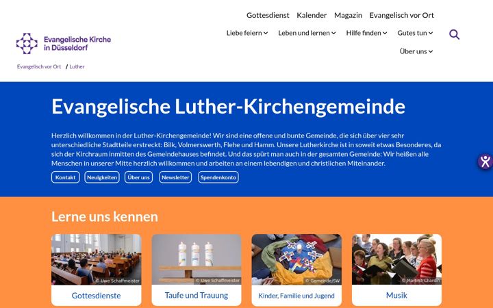 Screenshot of lutherkirche-duesseldorf.de