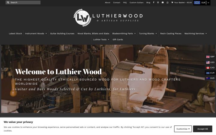 Screenshot of luthierwood.com