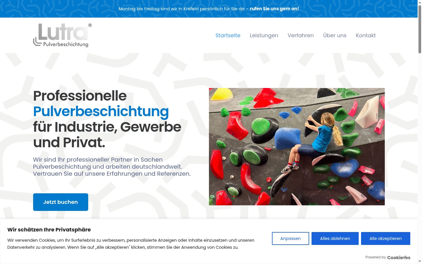 Screenshot des Einwilligungsbanners vor jeglicher Interaktion