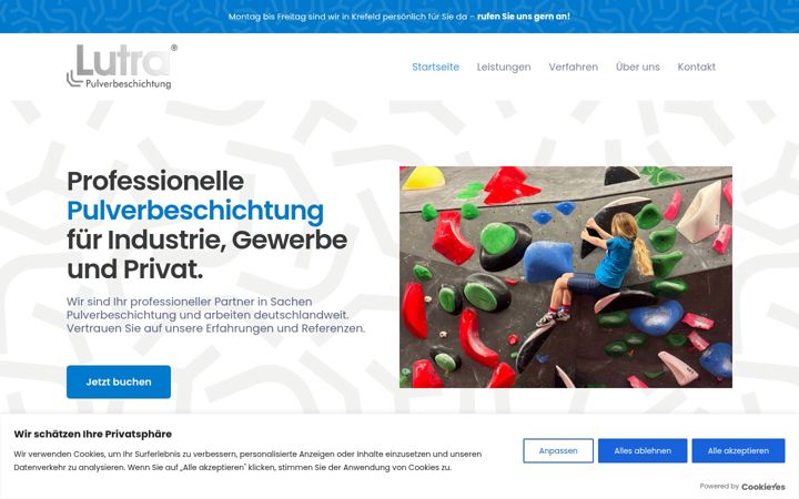 Screenshot of lutra-pulverbeschichtung.de