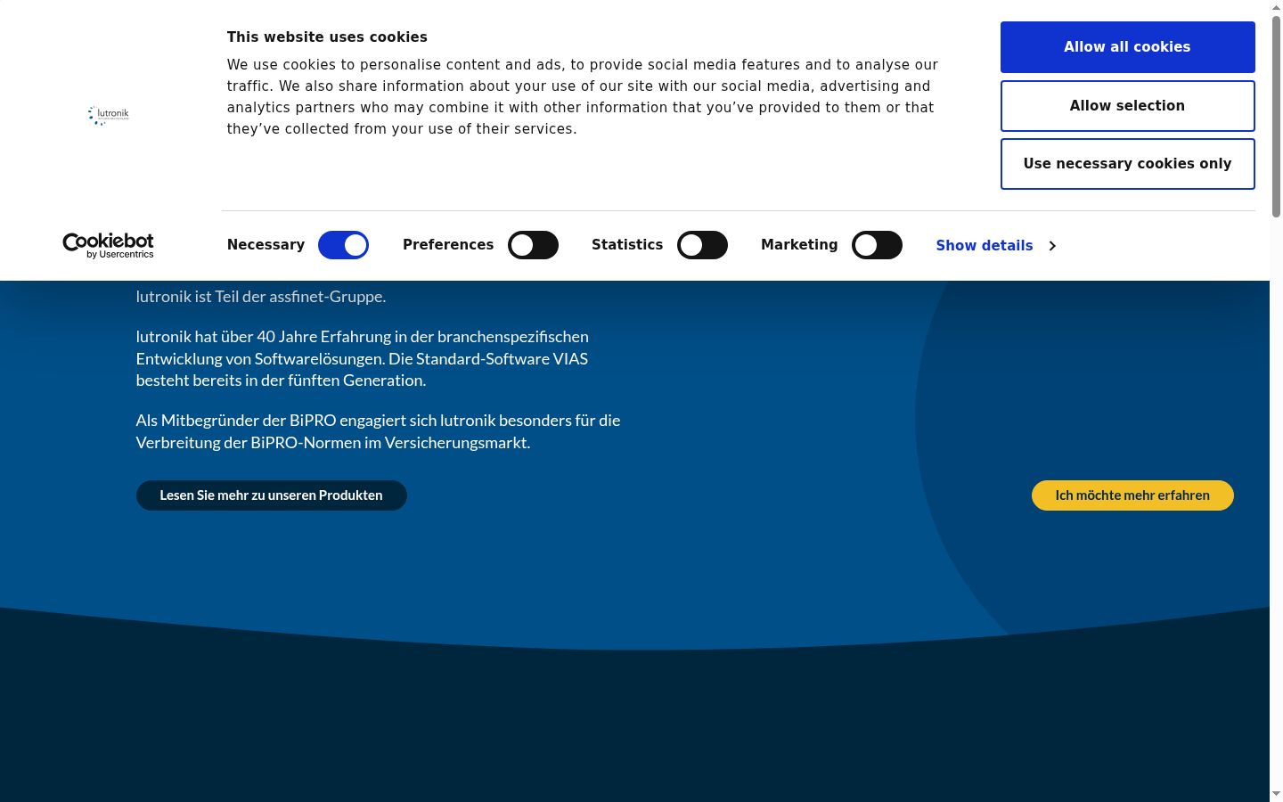 Screenshot des Einwilligungsbanners vor jeglicher Interaktion