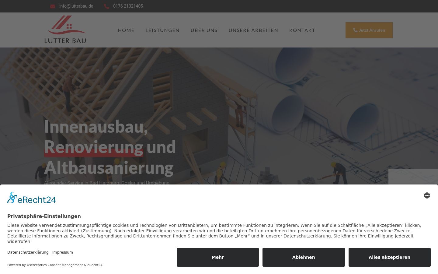 Screenshot des Einwilligungsbanners vor jeglicher Interaktion