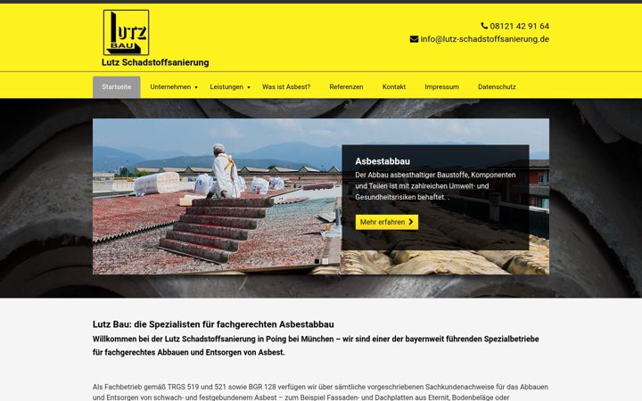 Screenshot of lutz-schadstoffsanierung.de