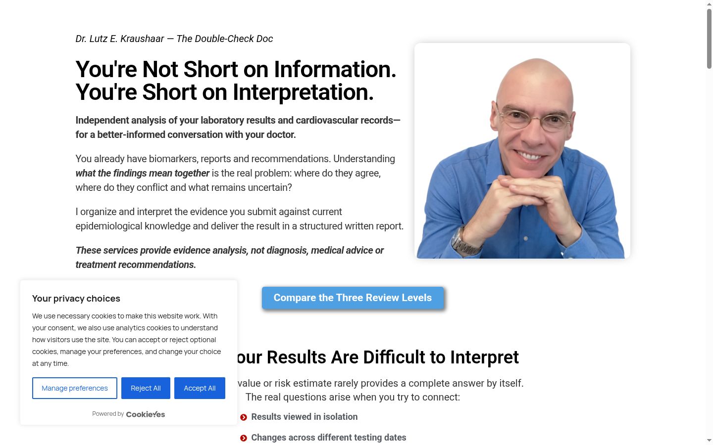 Screenshot del banner di consenso mostrato prima di qualsiasi interazione