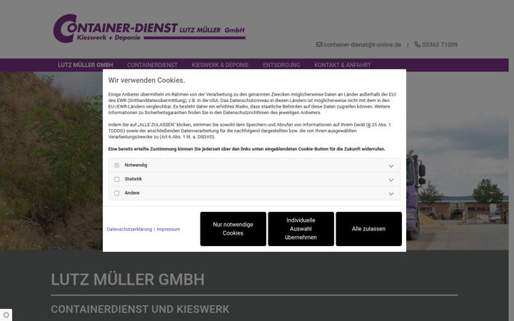Screenshot of lutzmueller-containerdienst.de