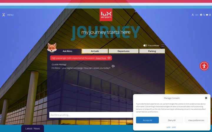 Screenshot of lux-airport.lu