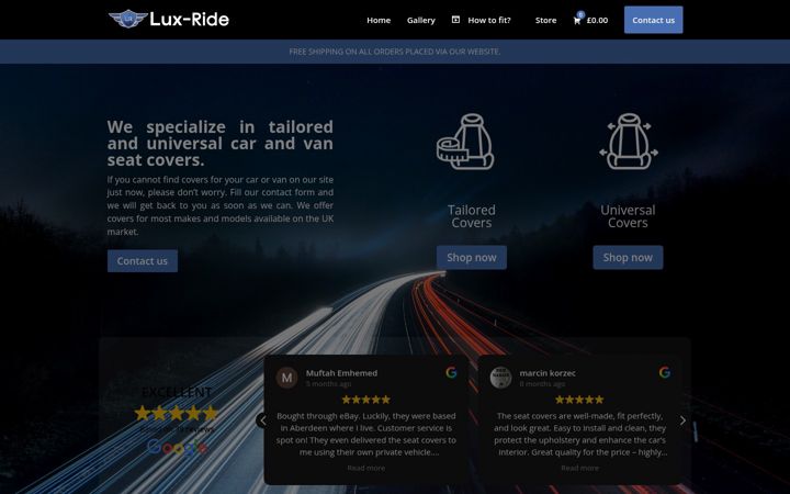 Screenshot of lux-ride.co.uk