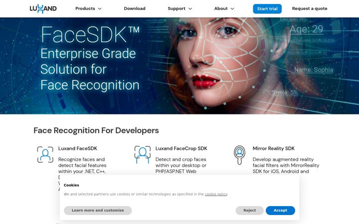 Screenshot of luxand.com