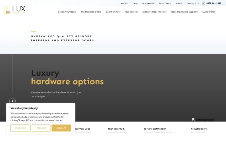 Screenshot of luxbespokedoors.com