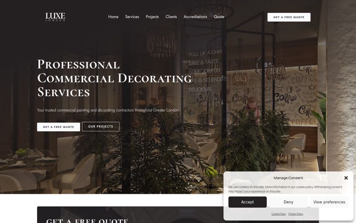 Screenshot of luxe-decorating-london.co.uk
