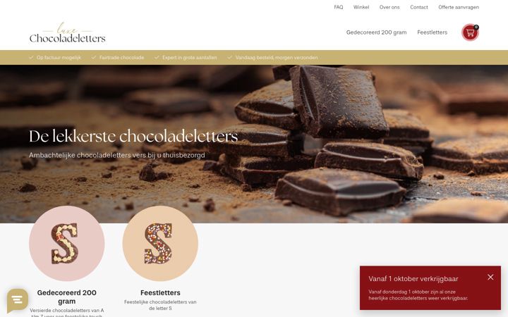 Screenshot of luxechocoladeletters.nl