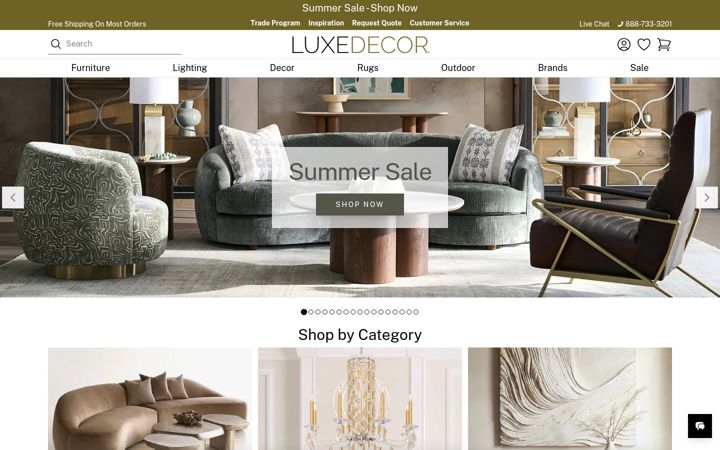 Snímek obrazovky luxedecor.com