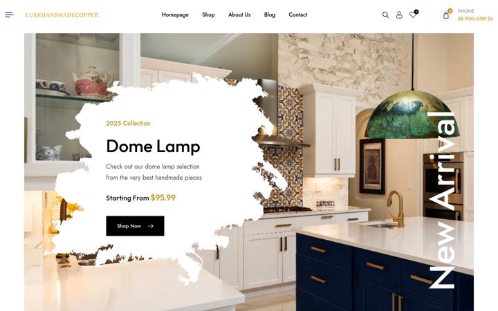 Screenshot of luxehandmadecopper.com