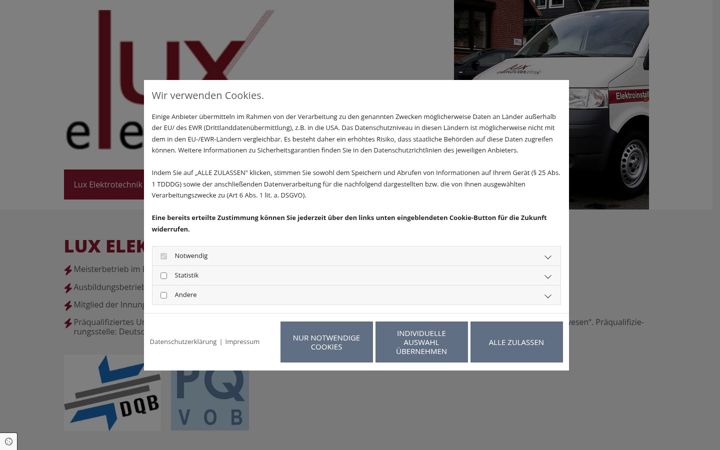 Screenshot of luxelektrotechnik.de