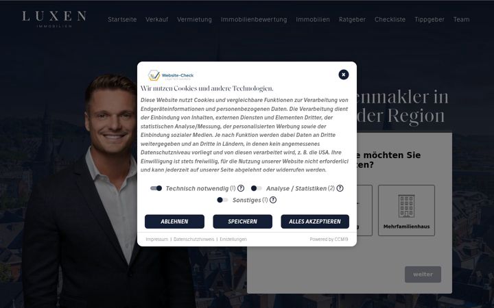Screenshot of luxenimmobilien.de