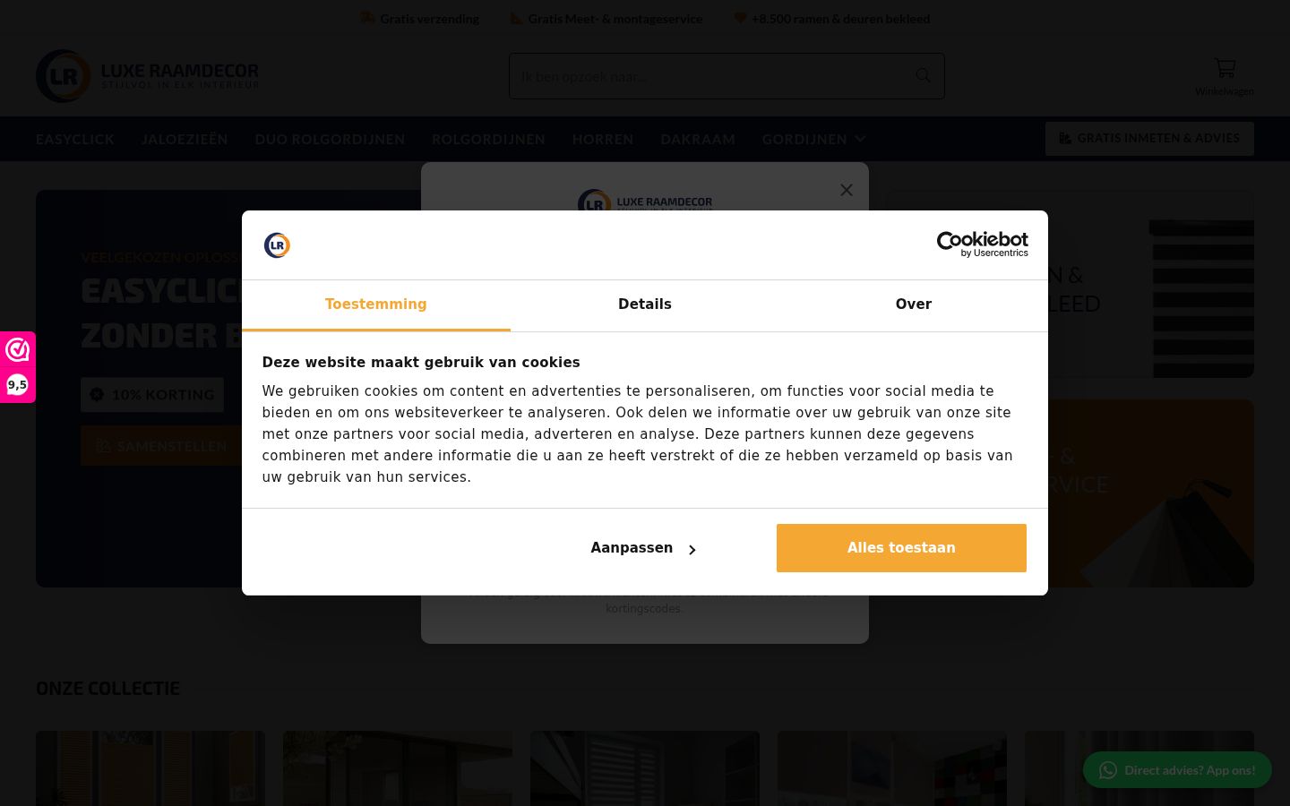Screenshot del banner di consenso mostrato prima di qualsiasi interazione