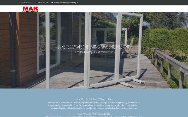 Screenshot di luxeterrasafscherming.nl