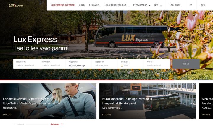 Screenshot van luxexpress.eu