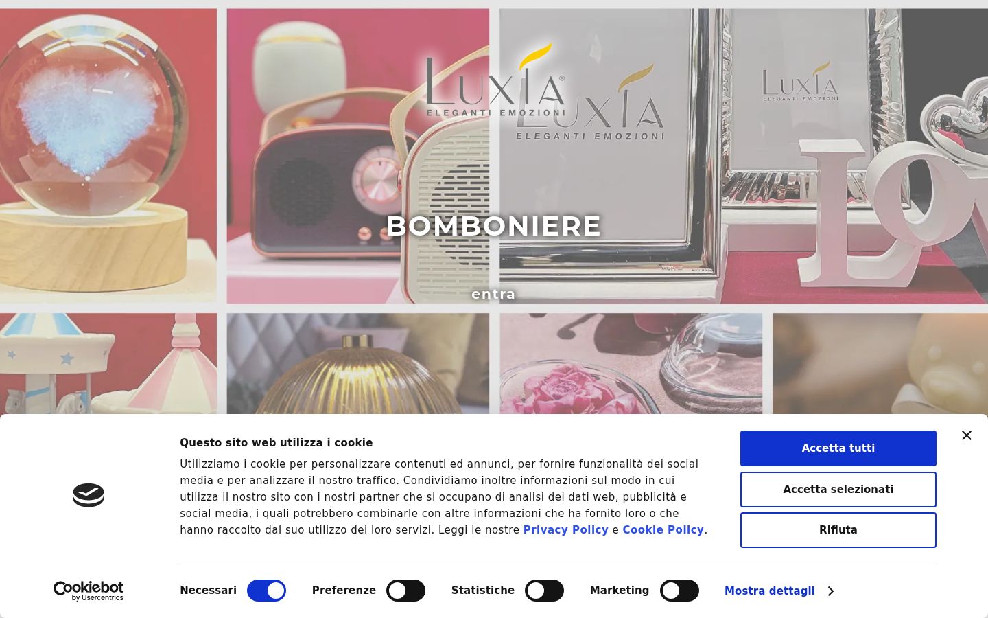 Screenshot del banner di consenso mostrato prima di qualsiasi interazione