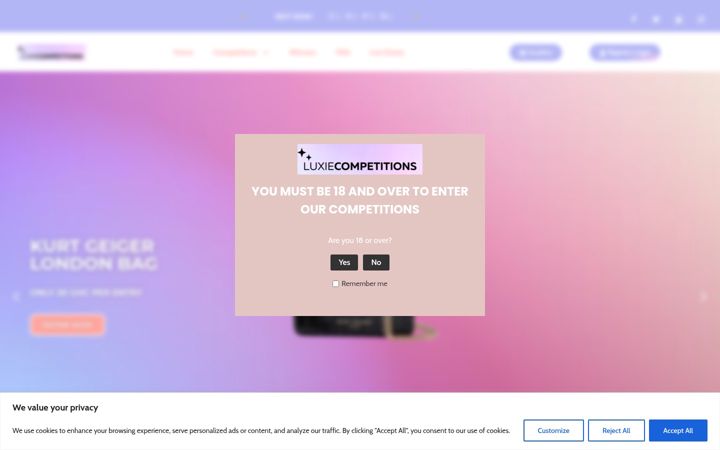 Screenshot of luxiecompetitions.com