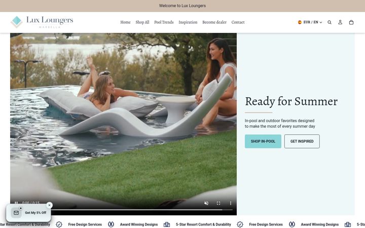 Screenshot of luxloungers.com