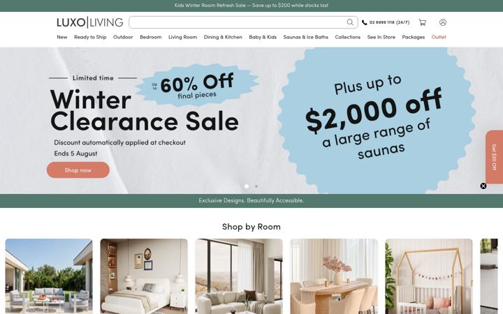 Screenshot of luxoliving.com.au