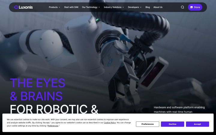 Screenshot of luxonis.com