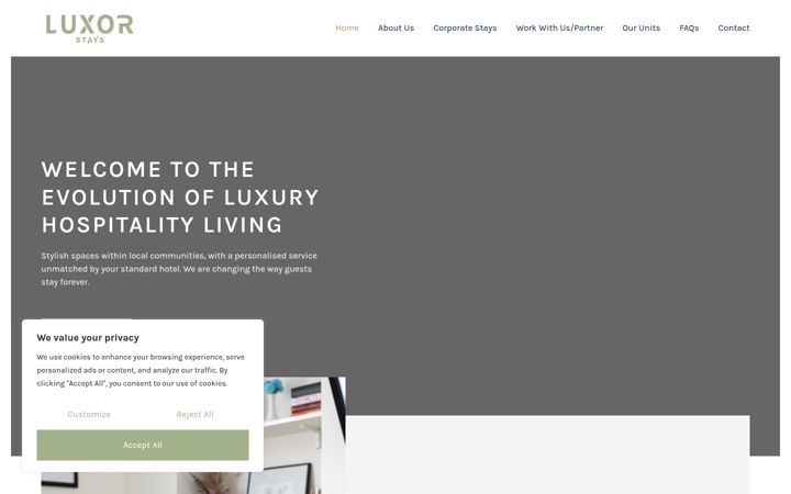 Screenshot of luxorstays.co.uk