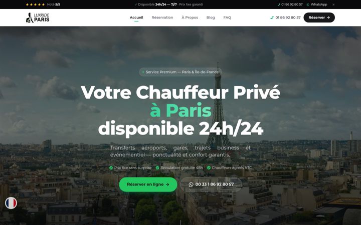 Screenshot of luxrideparis.com