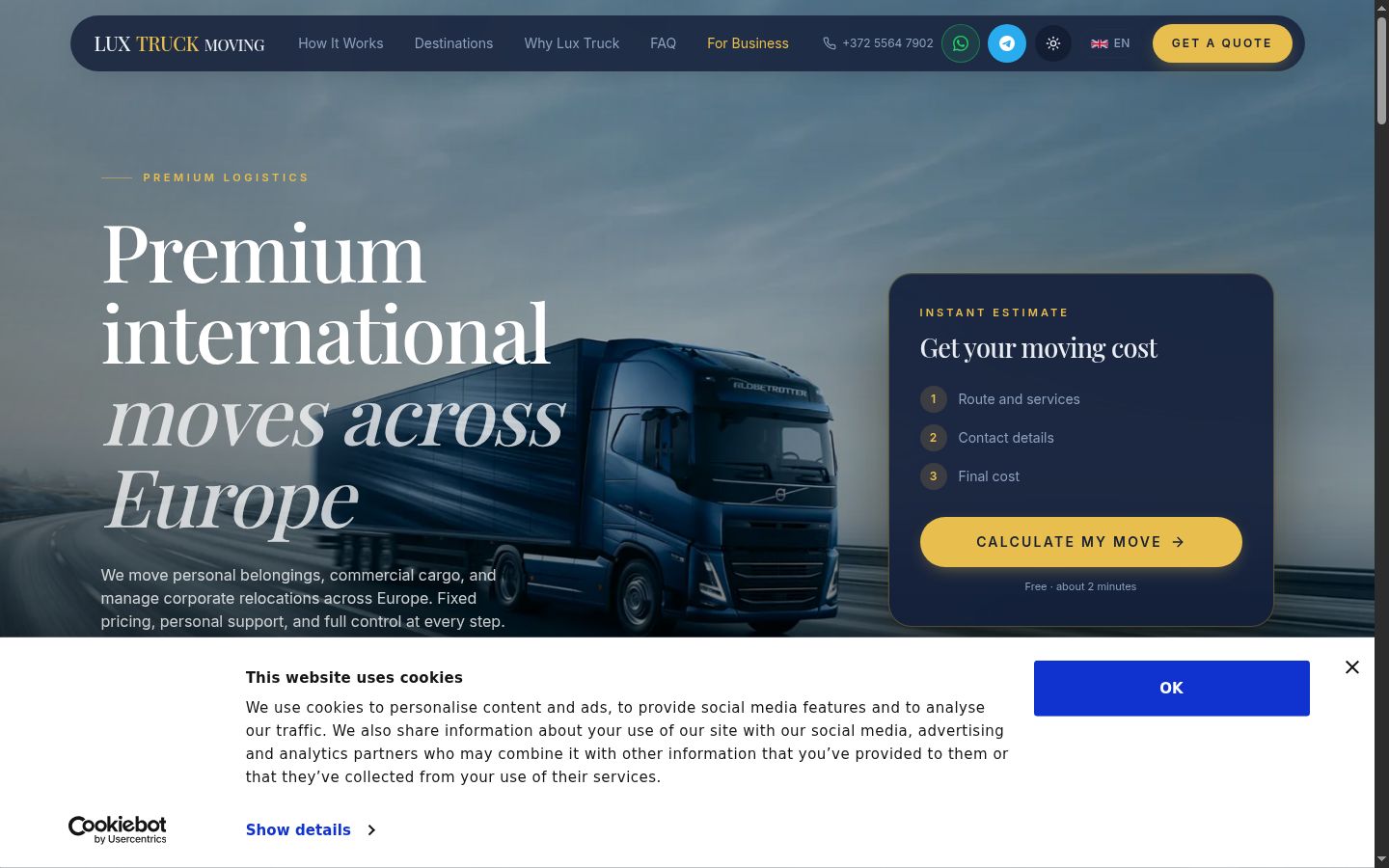 Skærmbillede af samtykkebanneret, som det blev vist før nogen interaktion