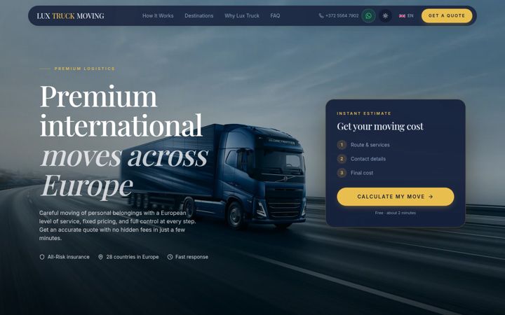 Screenshot of luxtruckmoving.com