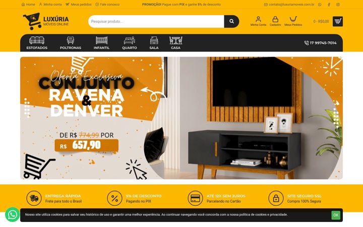 Screenshot of luxuriamoveis.com.br