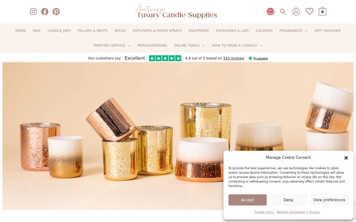 Screenshot of luxurycandlesupplies.eu